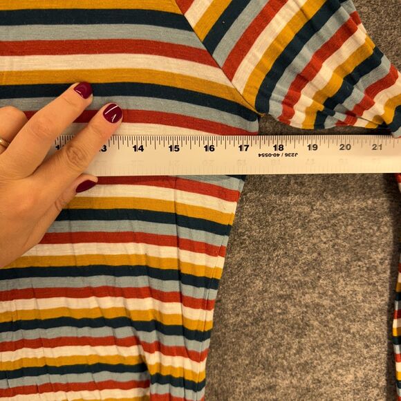 Time And Tru T-Shirt Women S Small Blue Striped Long Sleeve Rayon Crew Neck - Picture 5 of 7